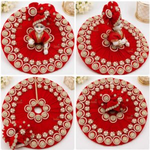 krishna shop zone Size-1, Red Fancy Dress for Laddu Gopal, Janmashtami Premium Poshak Dress (Cotton)