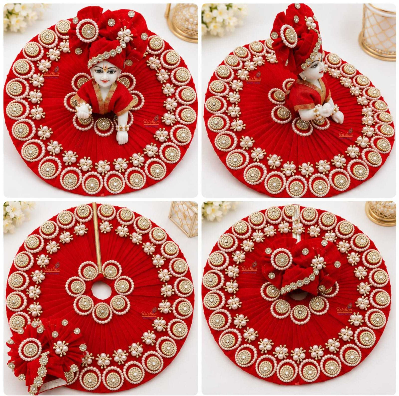 krishna shop zone Size-1, Red Fancy Dress for Laddu Gopal, Janmashtami Premium Poshak Dress (Cotton)